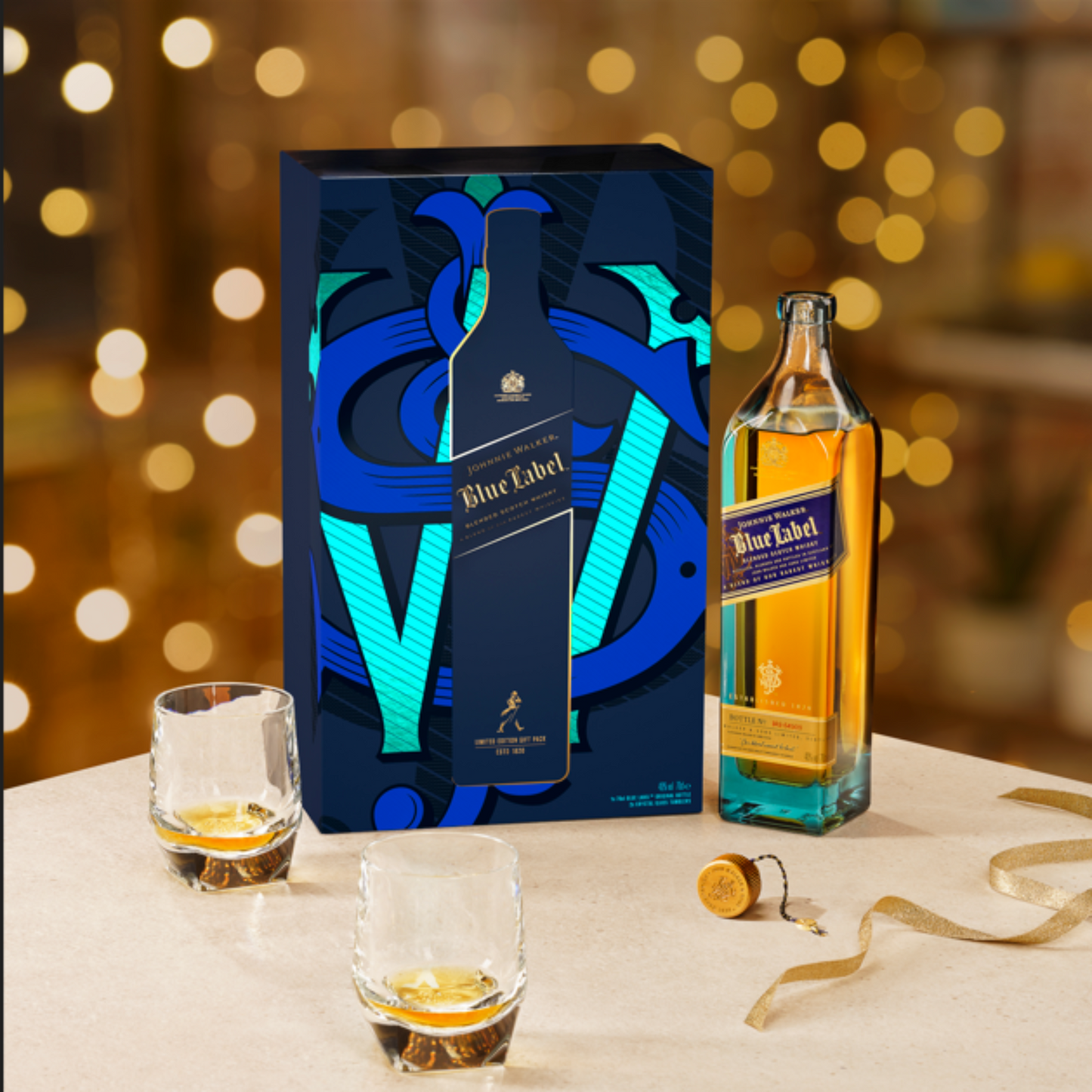 Johnnie Walker Blue Label Crystal Glass Gift Set - 75CL (With Gift Box)